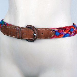 Vibrant Multicolored Braided Belt  36"